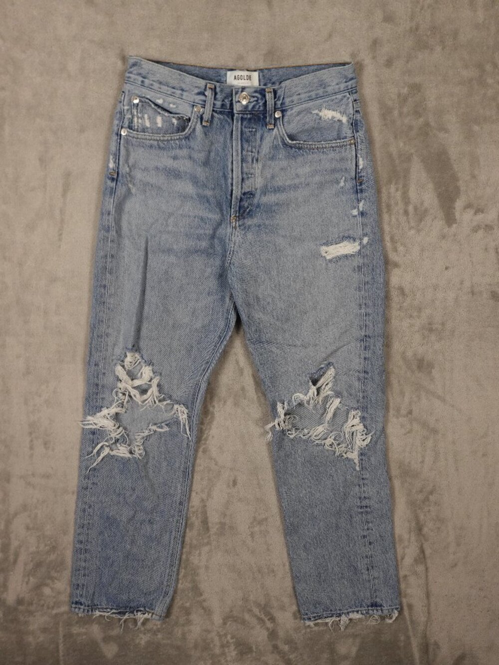 AGOLDE 90's Mid Rise Loose Fit Jeans Women’s 26 Light Wash Distressed FAIR